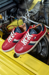 Steve McQueen Bull Racing Red Leather Sneakers for Men